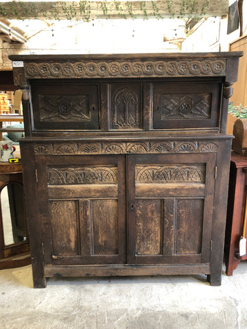 Antique Carved Oak Court Cupboard
