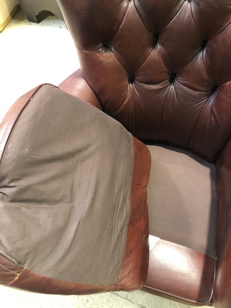 Oxblood Leather Buttonback Armchair