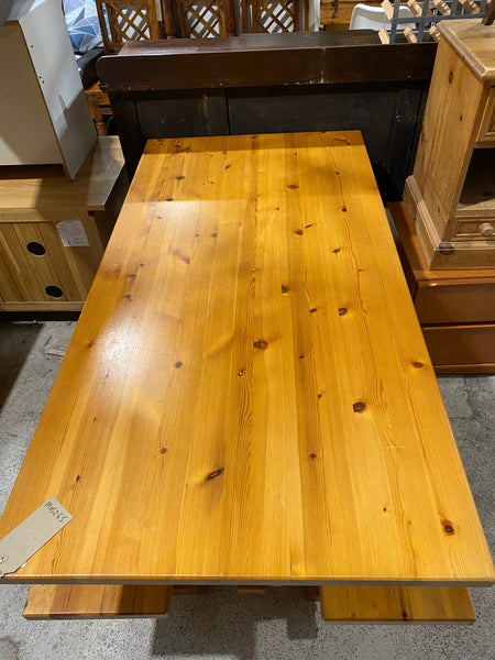 Pine Dining Table & 2 Bench Set