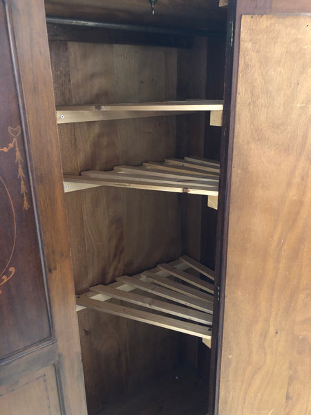 Antique Single Wardrobe with Inlaid Detail