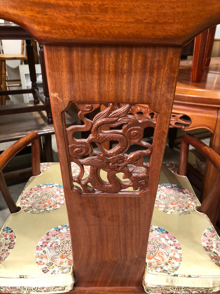GHC - Oriental Carved Detail Extending Dining Table & 8 Chairs