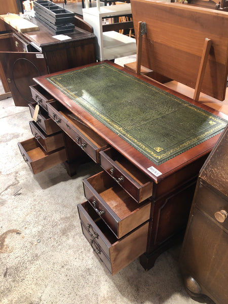 Leather Topped Mahogany Pedestal Desk