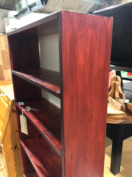 Tall Red Stained Bookshelf