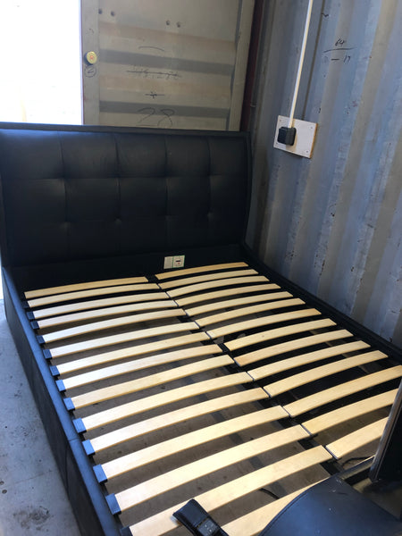 Faux Leather King Bed Frame With Built In TV