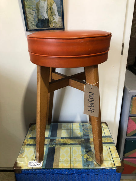 Retro Orange Leather Stool - GHC