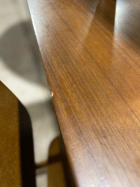 Large Retro Castlery Solid Walnut Dining Table & 6 Chairs