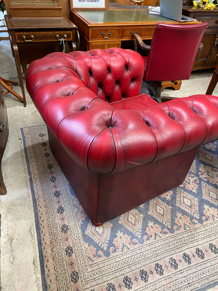 Oxblood Red Leather Chesterfield Armchair