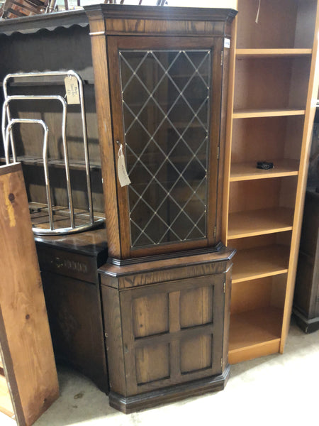 Dark Wood Corner Display Cabinet