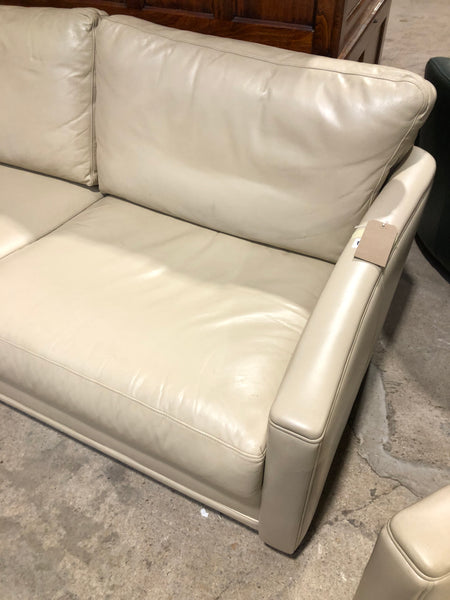 Cream Faux Leather 2 Seater Sofa