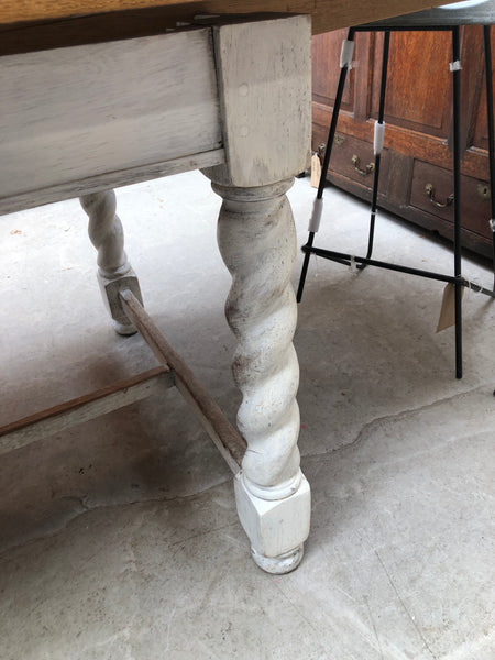 Oak Draw Leaf Dining Table with Barley Twist Legs