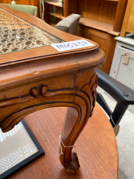 Carved Wicker Top Coffee Table