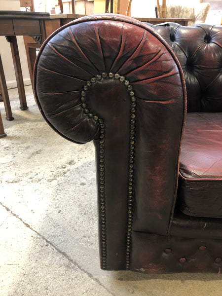 Oxblood Red Leather Chesterfield Clubroom Armchair