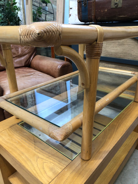 Bamboo Cane & Glass Coffee Table