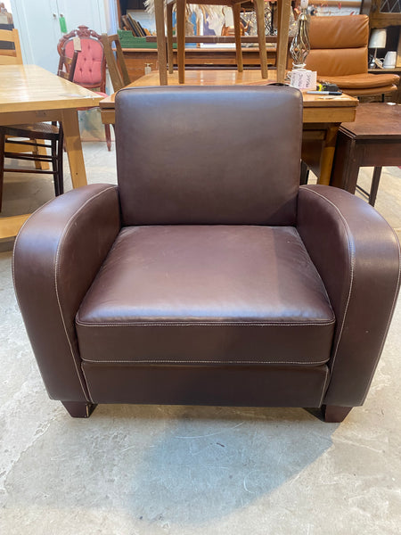 Chocolate Brown Faux Leather Armchair