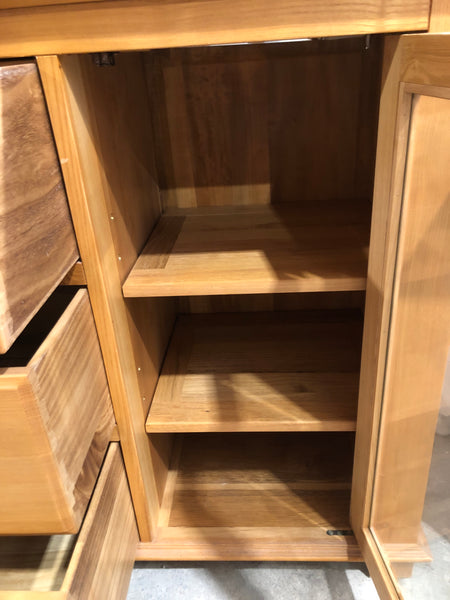 Oak Sideboard with 3 Drawers & Glass Cabinet - GHC