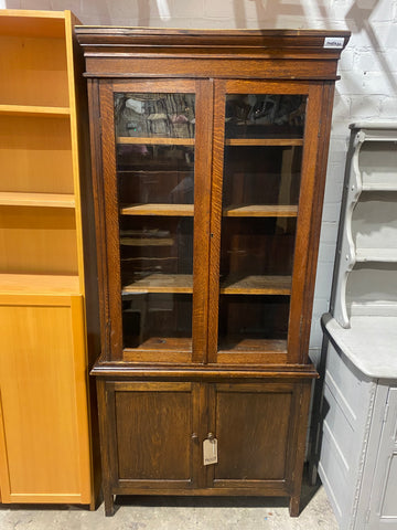 Antique Narrow Oak Library Bookcase