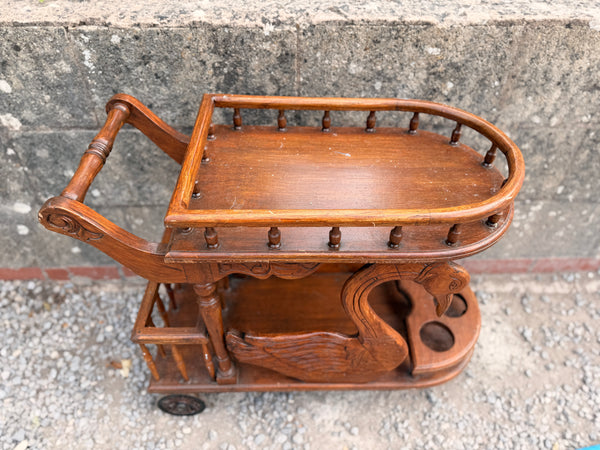 Victorian Ornate Hand Carved Swan Drinks Trolley