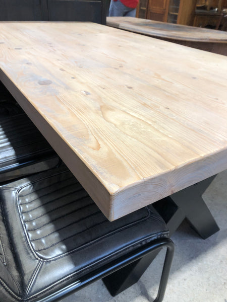 Reclaimed Solid Pine X Frame Dining Table & Bench
