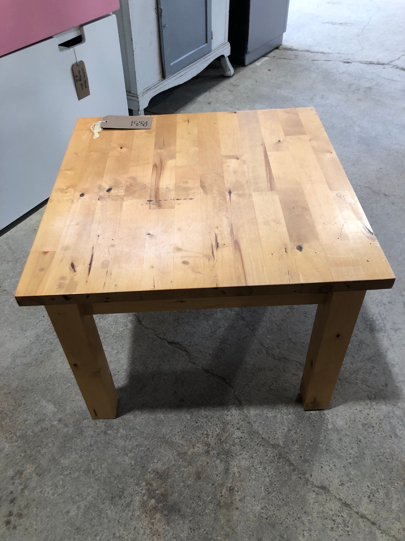 Square Pine Look Veneer Coffee Table - REF