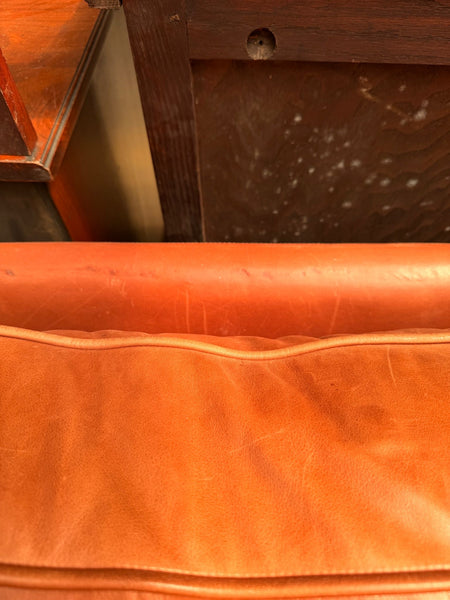 Brown Leather Two Seat Sofa