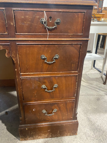 Red Leather top Captains Desk