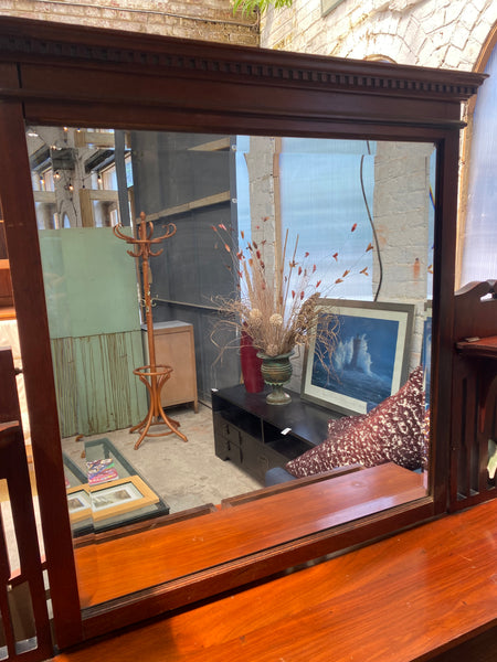 Antique Oak Dressing Chest with Mirror
