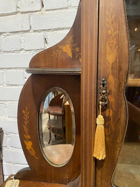 Edwardian Mahogany Marquetry Inlay Display Cabinet
