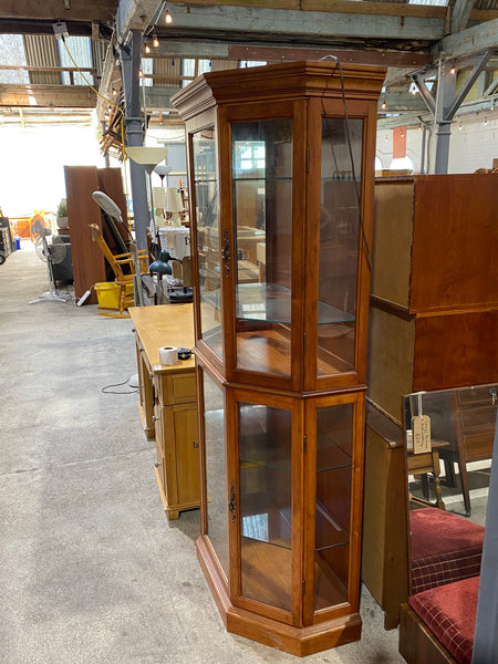 Tall Wooden Glass Display Cabinet