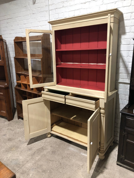 Large Painted Dresser with Glass Cabinet