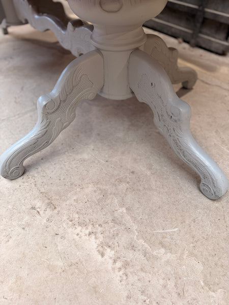 Oak Oval Dining Table With Grey Painted Pedestal Base