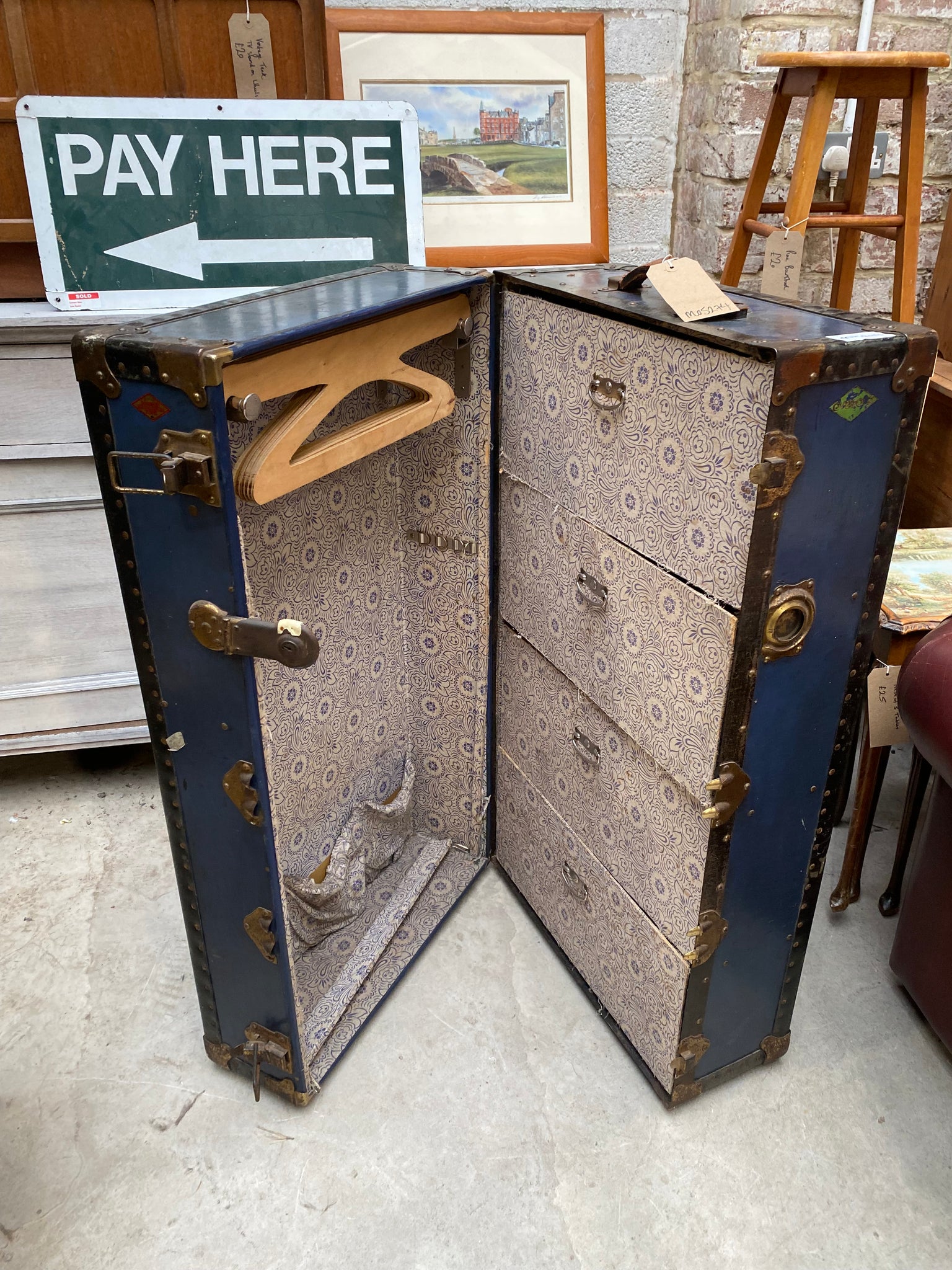 Vintage Wardrobe Steamer Trunk