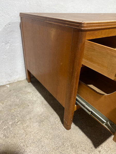 GHC - Large Vintage Oak Teachers Desk with Leather Top
