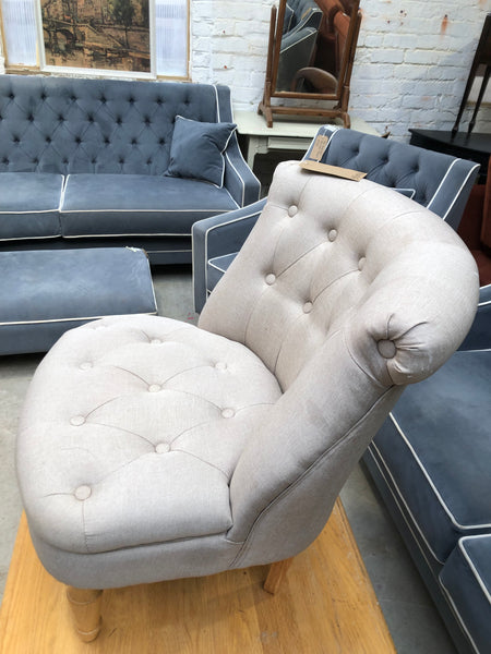Beige Buttonback Bedroom Chair