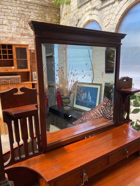 Antique Oak Dressing Chest with Mirror