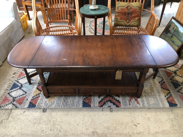 Antique Gate Leg Dark Wood Coffee Table