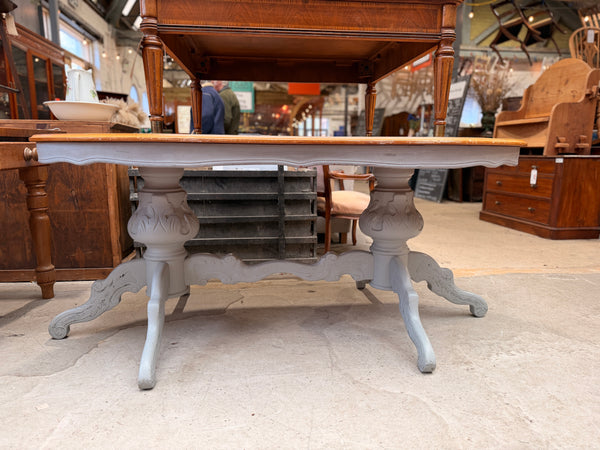 Oak Oval Dining Table With Grey Painted Pedestal Base