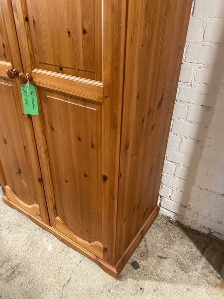 REF - Pine Double Wardrobe With Hanging Rail