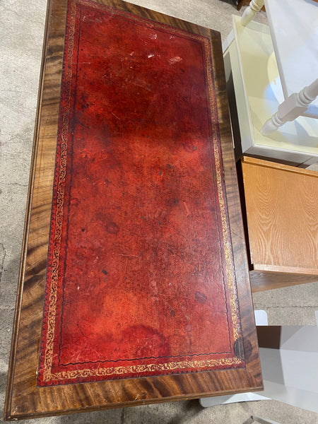 Red Leather top Captains Desk