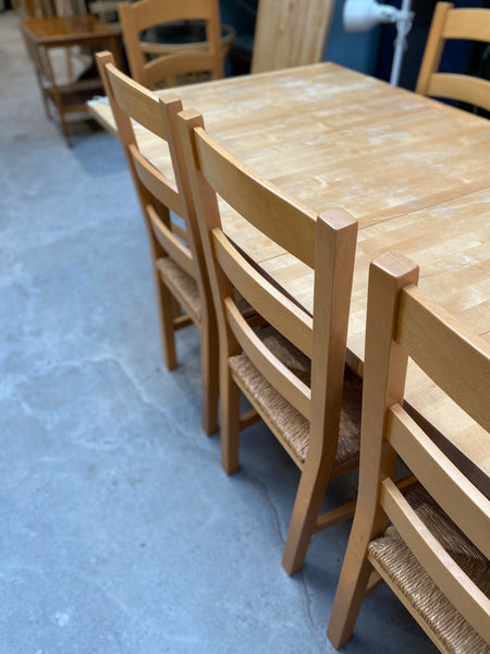 Extending IKEA Pine Dining Table & 8 Chairs