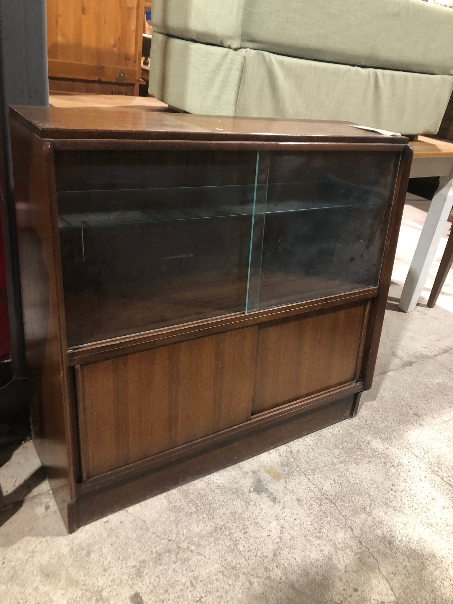 GHC - Mid Century Sliding Glass Display Bookcase with Cupboard