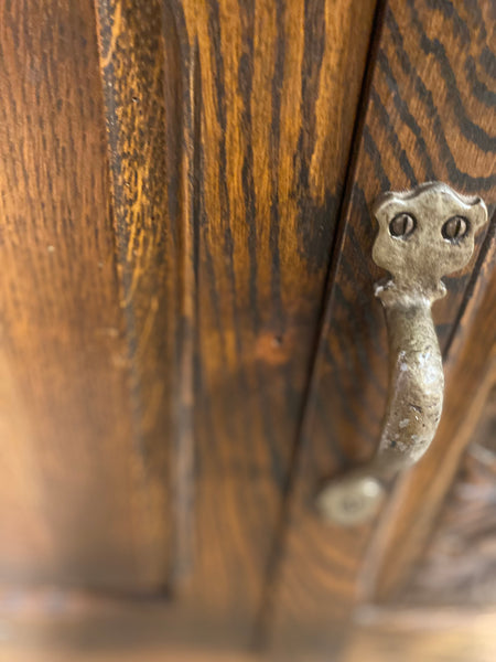 Wide Oak Carved Dresser