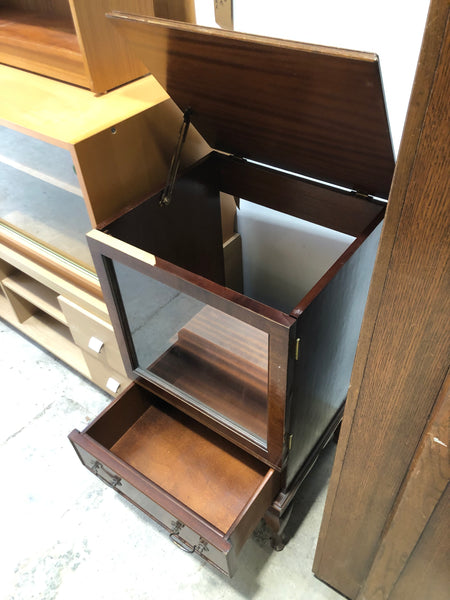 Vintage Mahogany Veneer Display Cupboard