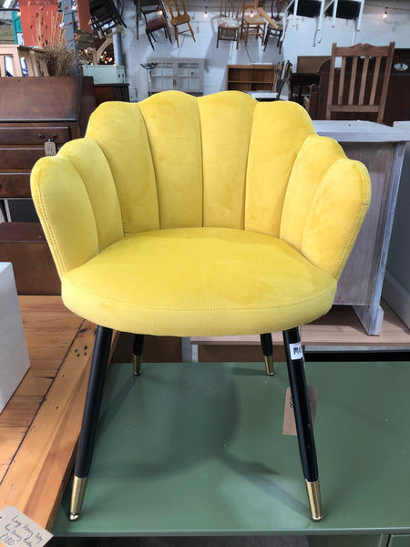 Yellow Scalloped Back Chair