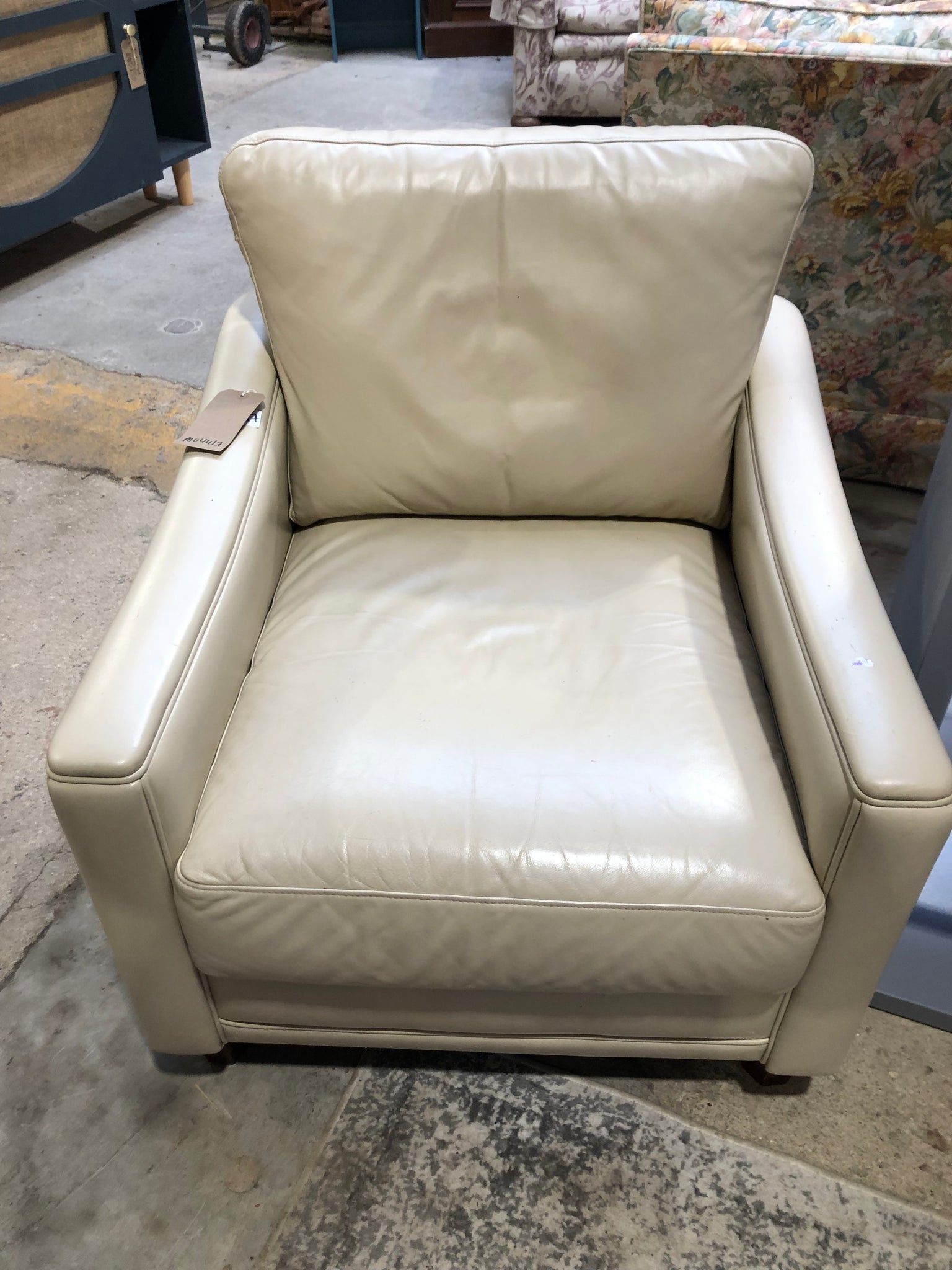 Cream Faux Leather Armchair