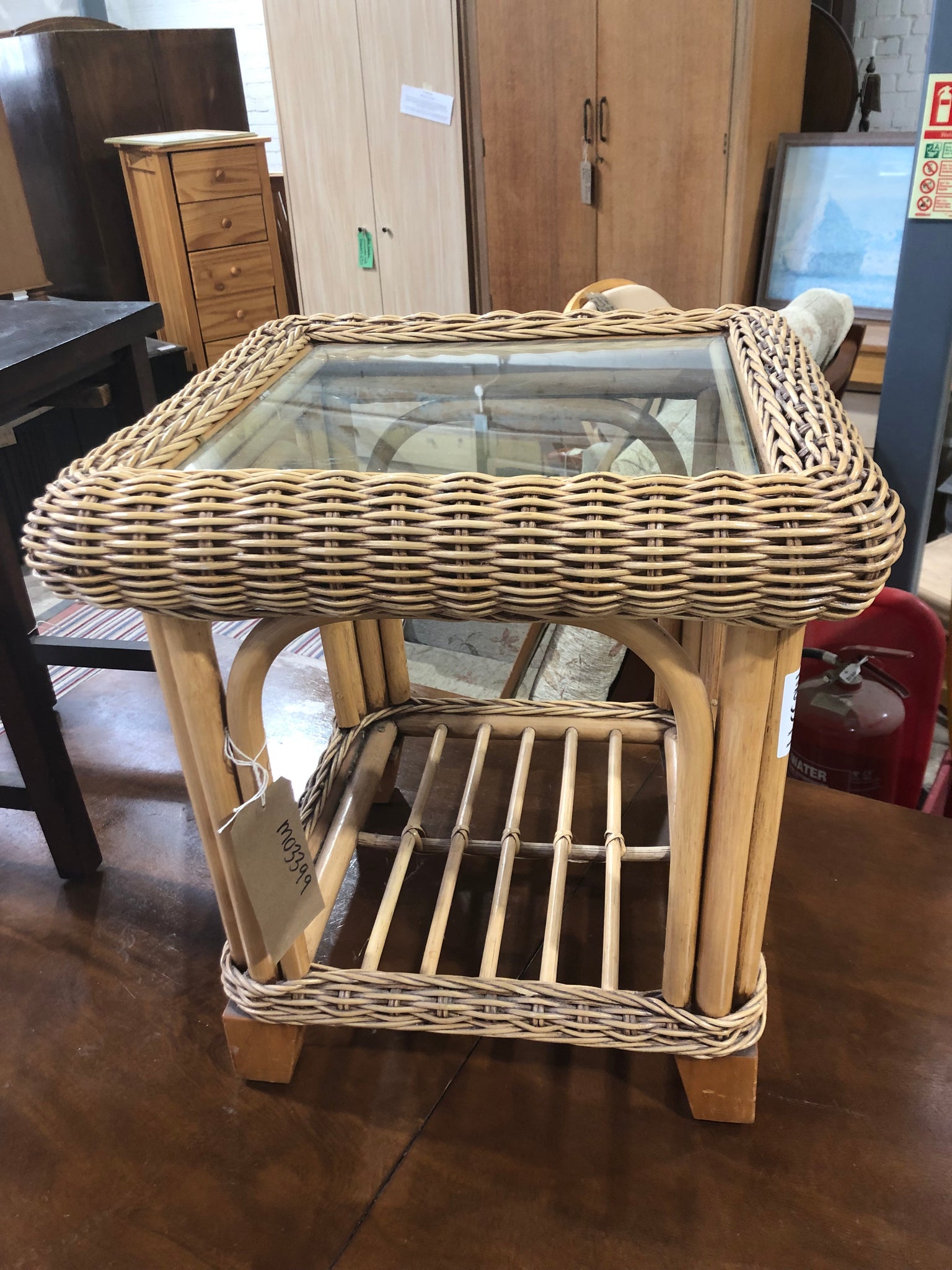 Bamboo & Glass Side Table