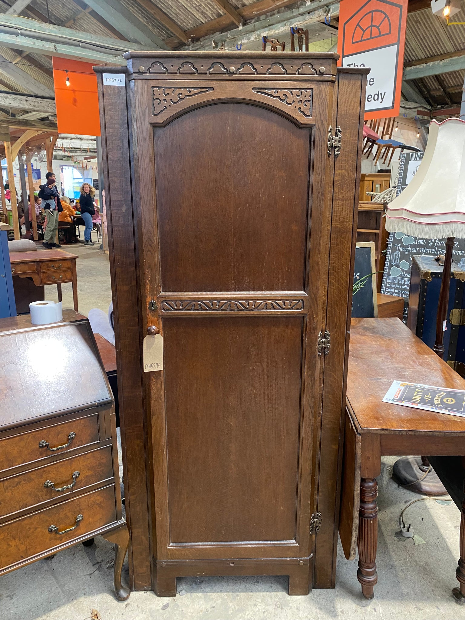 Carved Oak Hall Wardrobe
