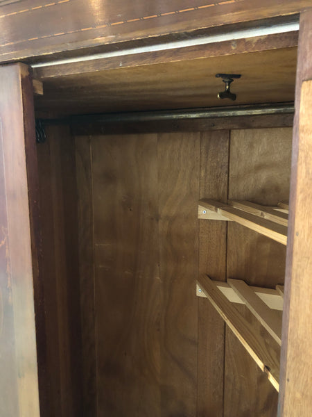Antique Single Wardrobe with Inlaid Detail