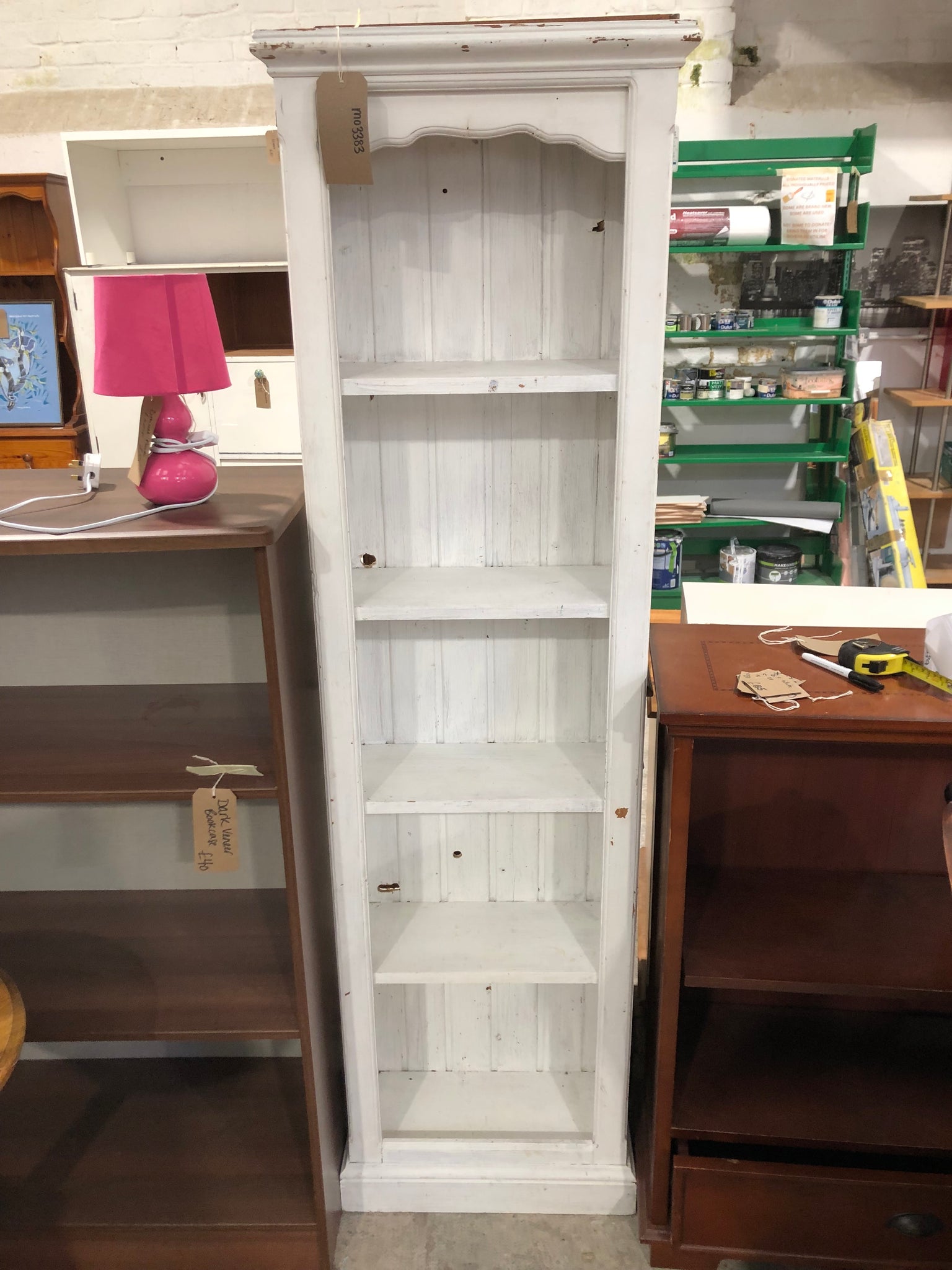 Tall White Rustic Bookcase