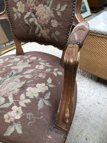 Louis XV Embroidered Pink Armchair GHC