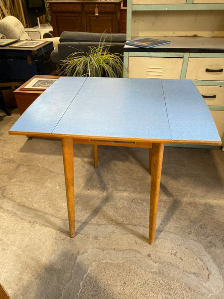 Blue Formica Drop Leaf Table